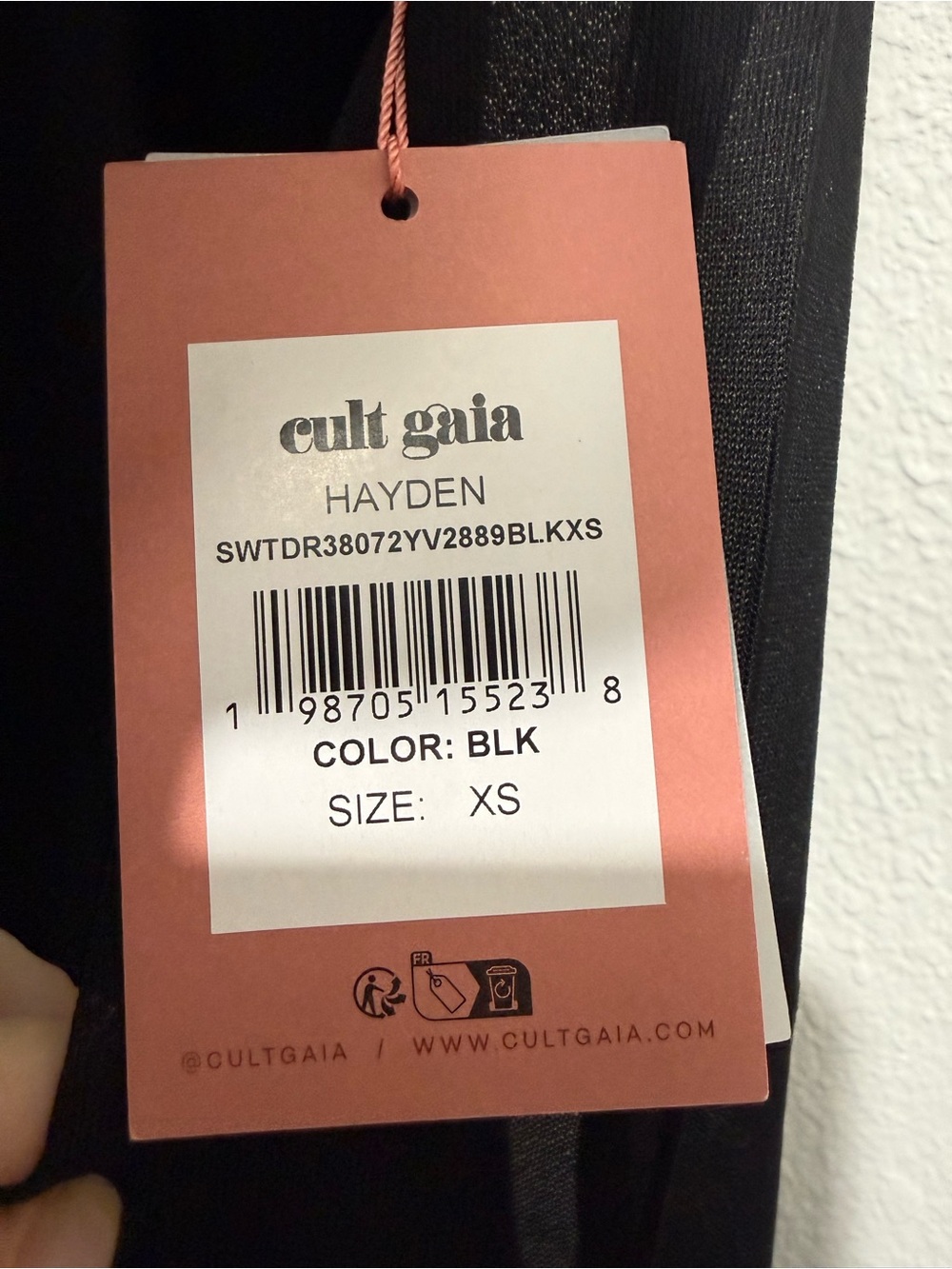 NWT Cult Gaia Hayden Dress XS Black Sheer Mini Cowl Neck w/ Box - Picture 7 of 7